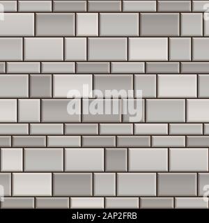 Seamless texture di grigio e bianco muro di mattoni. Configurazione di ripetizione di cubo grigio pietra con cuciture nero lo sfondo Foto Stock