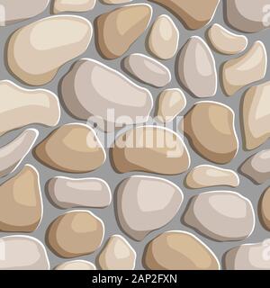 Seamless texture ciottoli della pavimentazione di pietra. Configurazione di ripetizione di mare rocce levigate sullo sfondo Foto Stock