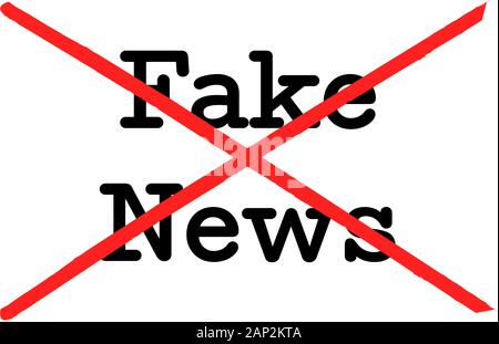 Un logo design circa notizie false, false notizie logo, fake news tag, illustrazione vettoriale Illustrazione Vettoriale