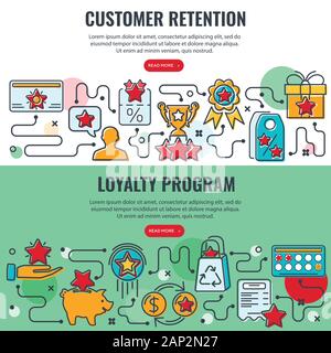 Programma di fidelizzazione del cliente banner di ritenzione Illustrazione Vettoriale