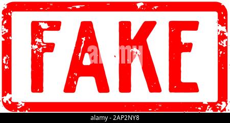 Un logo design circa notizie false, false notizie logo, fake news tag, illustrazione vettoriale Illustrazione Vettoriale