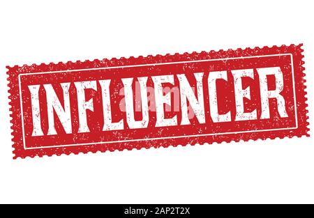 Influencer segno o timbro su sfondo bianco, illustrazione vettoriale Illustrazione Vettoriale