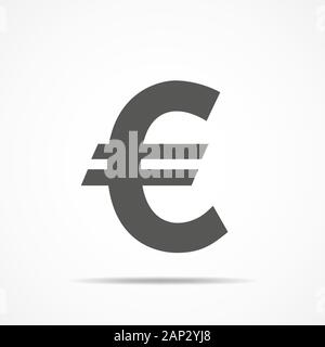 Grigio valuta euro icona nel design piatto. Illustrazione Vettoriale. L'icona euro isolato su sfondo chiaro. Illustrazione Vettoriale