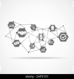Set di icone di business in design piatto. Illustrazione Vettoriale. Concetto di avviare e promuovere il business. Illustrazione Vettoriale