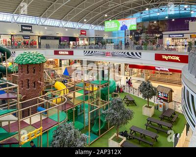 La Galleria Outlet Shopping Center interno mostra avventura indoor Area Giochi, Cometa, Hatfield, Hertfordshire, England, Regno Unito Foto Stock