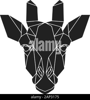 Il nero geometriche della testa della giraffa. Poligonale animale astratta dell'Africa. Illustrazione Vettoriale. Illustrazione Vettoriale
