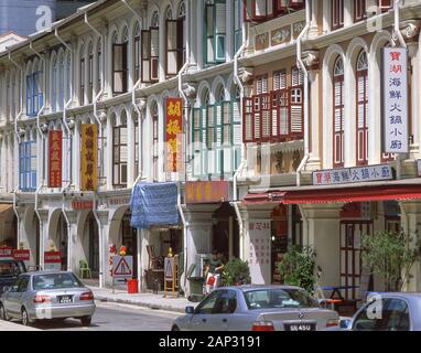 Botteghe coloniale, Pagoda Street, Chinatown, il quartiere di Outram, zona centrale, Singapore Island (Pulau Ujong), Singapore Foto Stock