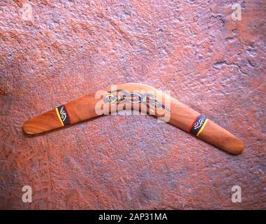 Souvenir boomerang Aborigeno a Koomurri Centro Aborigeno, Echo Point, Katoomba, Blue Mountains, Nuovo Galles del Sud, Australia Foto Stock