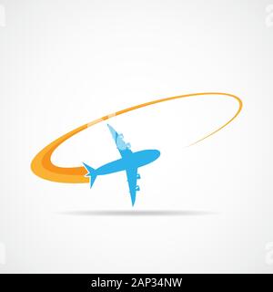 In aereo nel cielo. Simbolo di aereo nel design piatto. Concetto di viaggio aereo. Illustrazione Vettoriale. Illustrazione Vettoriale