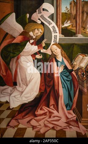 Annunciazione. C. 1490/91. Pittura su abete rosso. Di Rueland Frueauf The Elder (c. 1440/50 – 1507) Foto Stock