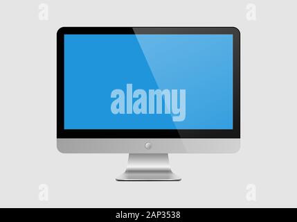 Il monitor di un computer isolato di visualizzazione. Illustrazione Vettoriale. Blu schermo TV o monitor lcd. Illustrazione Vettoriale