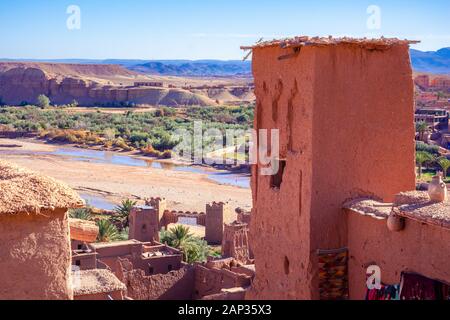 Kasbah Ait Ben Haddou nell'Atlante del Marocco. Del Patrimonio mondiale UNESCO dal 1987. Molti film sono stati girati qui. Foto Stock