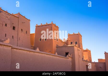 Taourirt Kasbah - tradizionale fortezza di argilla marocchina nella città di Ouarzazate, Marocco. Foto Stock