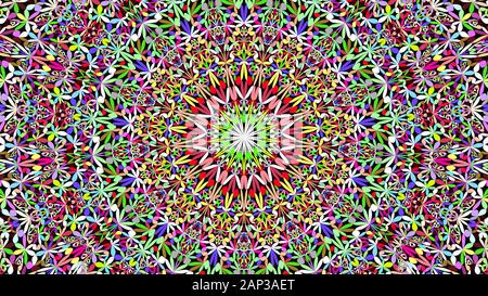 Giungla colorato caleidoscopio mandala design sfondo - abstract vettore geometrico ornamento illustrazione dello sfondo Illustrazione Vettoriale