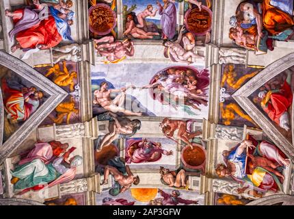 Città del Vaticano - Vaticano - 31 Maggio 2019 - Il soffitto della Cappella Sistina si trova in Vaticano. Foto Stock