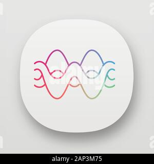 Sovrapposizione di onde icona app. UI/UX interfaccia utente. Energia astratta, sinergia di forme d'onda di flusso. Fluido, onde organico, soundwaves. Ampiezza di vibrazione. O Web Illustrazione Vettoriale