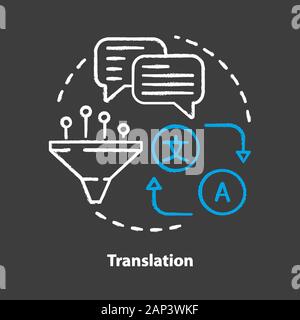 Traduzione di chalk concetto icona. Traduttore online idea. Apprendimento di una lingua straniera. Traduzione multilingue di interpretazione e applicazione. Vector iso Illustrazione Vettoriale