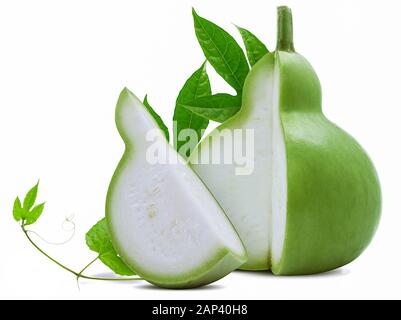 Calabash o bottiglia gourd isolato su sfondo bianco Foto Stock