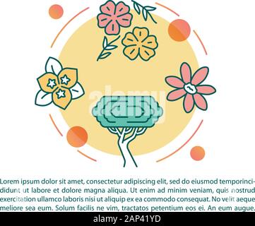La botanica articolo pagina template vettoriale. Fiori e alberi. Brochure, rivista, opuscolo elemento di design lineare con le icone e le caselle di testo. Stampa de Illustrazione Vettoriale