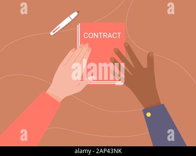 Le due mani sono tenendo la carta. Illustrazione Vettoriale