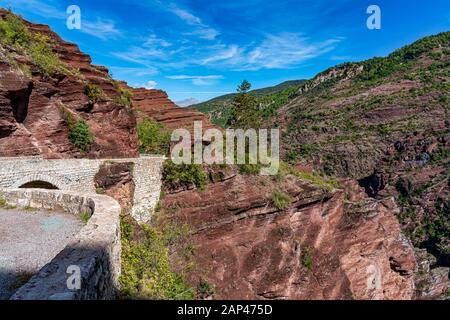 Gorges de Daluis o cioccolato canyon in Provence-Alpes, Francia. Foto Stock