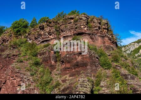 Gorges de Daluis o cioccolato canyon in Provence-Alpes, Francia. Foto Stock