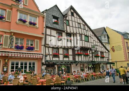 Piesport, edifici con pareti in legno Foto Stock