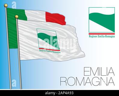 Bandiera regionale e stemma dell'Emilia Romagna, Italia, UE, illustrazione vettoriale Illustrazione Vettoriale