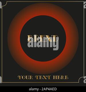 Il minimo logo nero con elementi art deco e oro Illustrazione Vettoriale