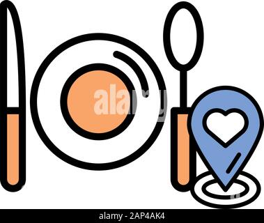 Felice il giorno di san valentino piatto e posate con il cuore Illustrazione Vettoriale