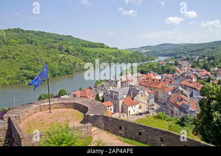 Vista dal castello di Sierck-les-Bains Foto Stock