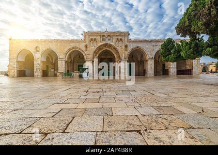 Moschea al-Aqsa (al-Masjid al-Aqsat) nella Città Vecchia di Gerusalemme. Israele Foto Stock