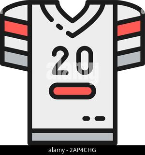 Divisa da calcio Vector american, icona della linea di colore piatto della t-shirt. Illustrazione Vettoriale
