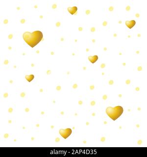 Cuore d'oro su sfondo bianco. Vettore di tessitura senza giunture Illustrazione Vettoriale