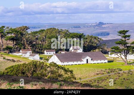 Storico Punto di Pierce Ranch, un ex ranch di caseificio in funzionamento per più di cento anni, ora parte di Point Reyes National Seashore e aperto al pu Foto Stock