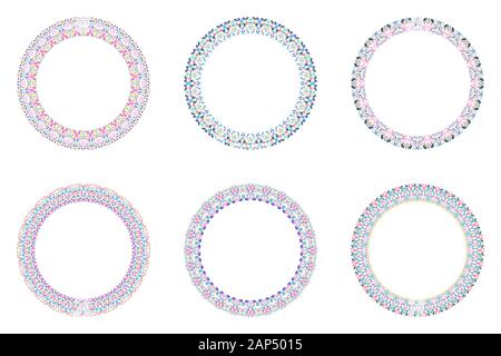 Geometrico mosaico pietra rotonda set corona circolare - vettore astratto gli elementi di design su sfondo Illustrazione Vettoriale