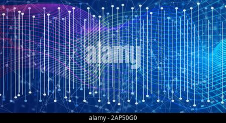 Sfondo astratto con strisce o curve. Ripetizione linee. Sfondo per la presentazione. Sfondo della tecnologia di comunicazione e delle molecole. Foto Stock