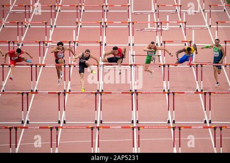 Doha, Katar. Il 30 settembre, 2019. Gli atleti in azione, razza, eseguire, preliminare 110m ostacoli per gli uomini, su 30.09.2019 mondiali di atletica 2019 a Doha/Qatar, dal 27.09. - 10.10.2019. Â | Utilizzo di credito in tutto il mondo: dpa/Alamy Live News Foto Stock