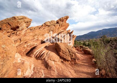 South gateway Rock nel Giardino degli dei, Colorado Springs, Colorado Foto Stock