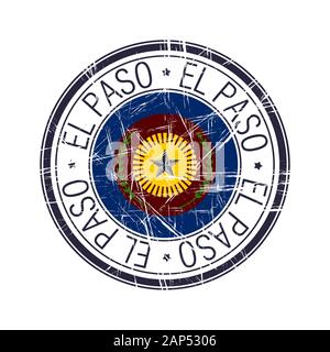 Città di El Paso timbro postale in gomma, oggetto vettore su sfondo bianco Illustrazione Vettoriale