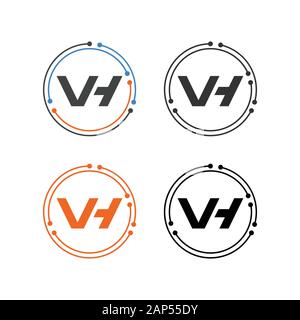 Lettera iniziale VH logo design high tech, VH MONOGRAMMA Illustrazione Vettoriale