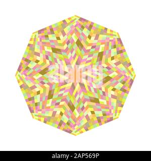 Piastrellati a mosaico simbolo ottagonale modello - geometriche ornamentali colorati vettore elemento di design Illustrazione Vettoriale