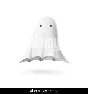 illustrazione isolata di un fantasma di foglio bianco su sfondo bianco Foto Stock