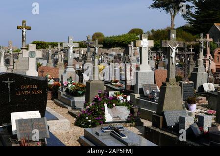 Ile de Batz, cimitero, Finisterre, Bretagne, Francia, Europa Foto Stock