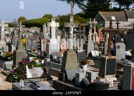 Ile de Batz, cimitero, Finisterre, Bretagne, Francia, Europa Foto Stock