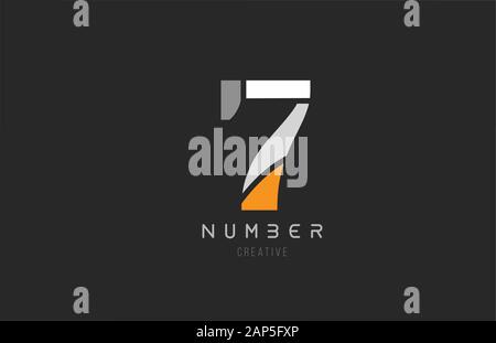 Numero 7 sette per azienda icona logo design in grigio arancione e bianco colori. Utilizzabile per un logotipo o business Illustrazione Vettoriale