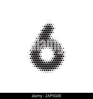 Numero 6 nero modello halftone font Illustrazione Vettoriale