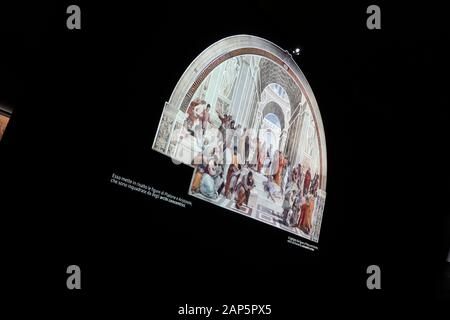 La Scuola di Atene, il cartone di Raffaello, Biblioteca Pinacoteca Accademia Ambrosiana, Milano, Lombardia, Italia, Europa Foto Stock