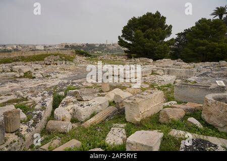 Progetto Romana è una rovina di epoca romana casa situata sul confine tra Mdina e Rabat, isola di Malta Foto Stock