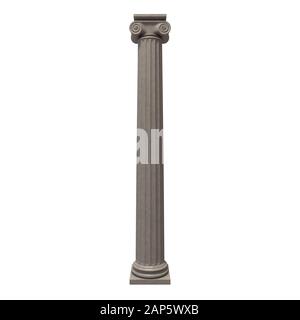 Colonna greca isolata su rendering 3D bianco Foto Stock